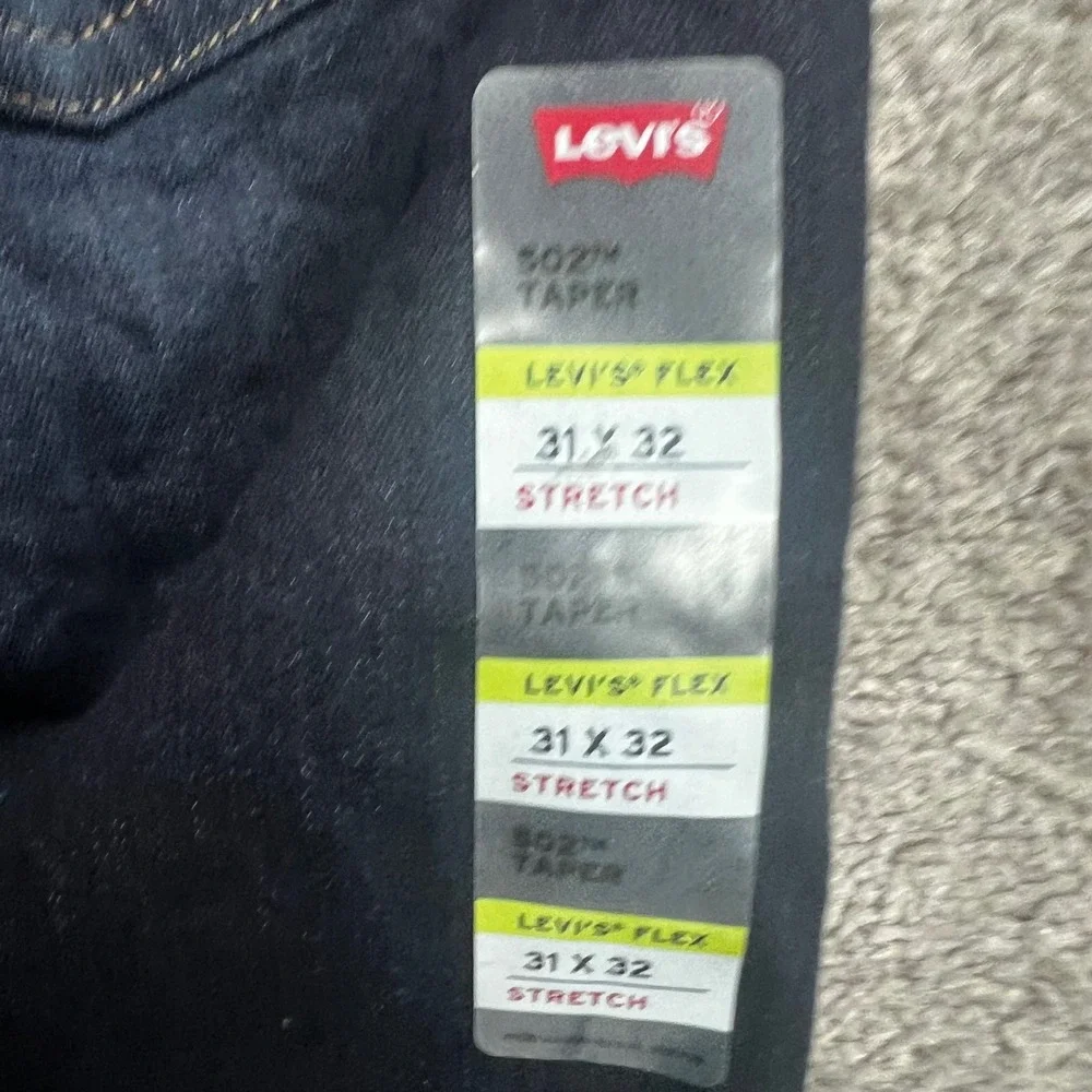 Levis 502 Taper Jeans Mens 31x32 Dark Indigo Stretch Flex WaterLess NEW NWT